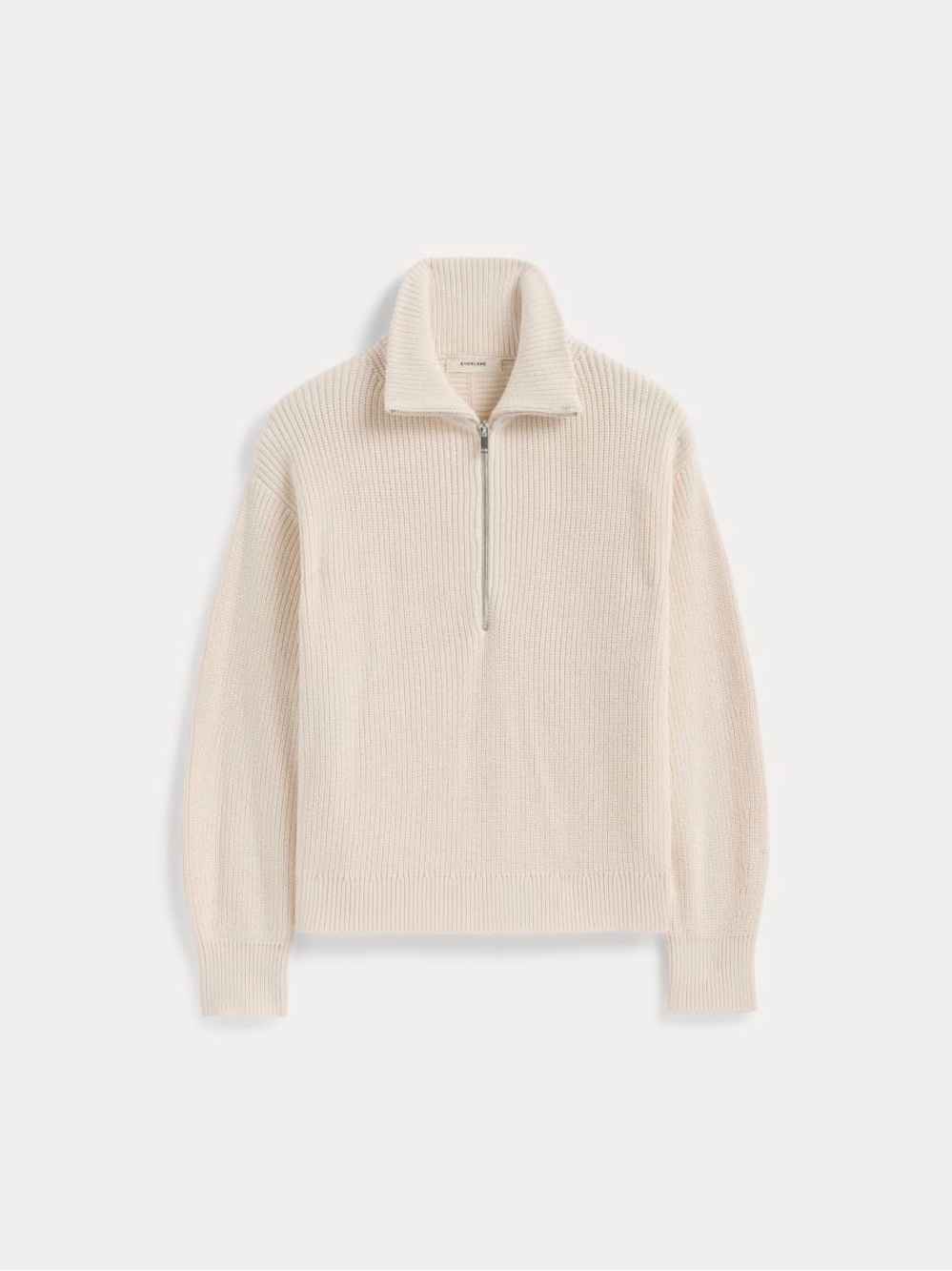Everlane Cotton Ribbed Half-Zip Sweater in Canvas